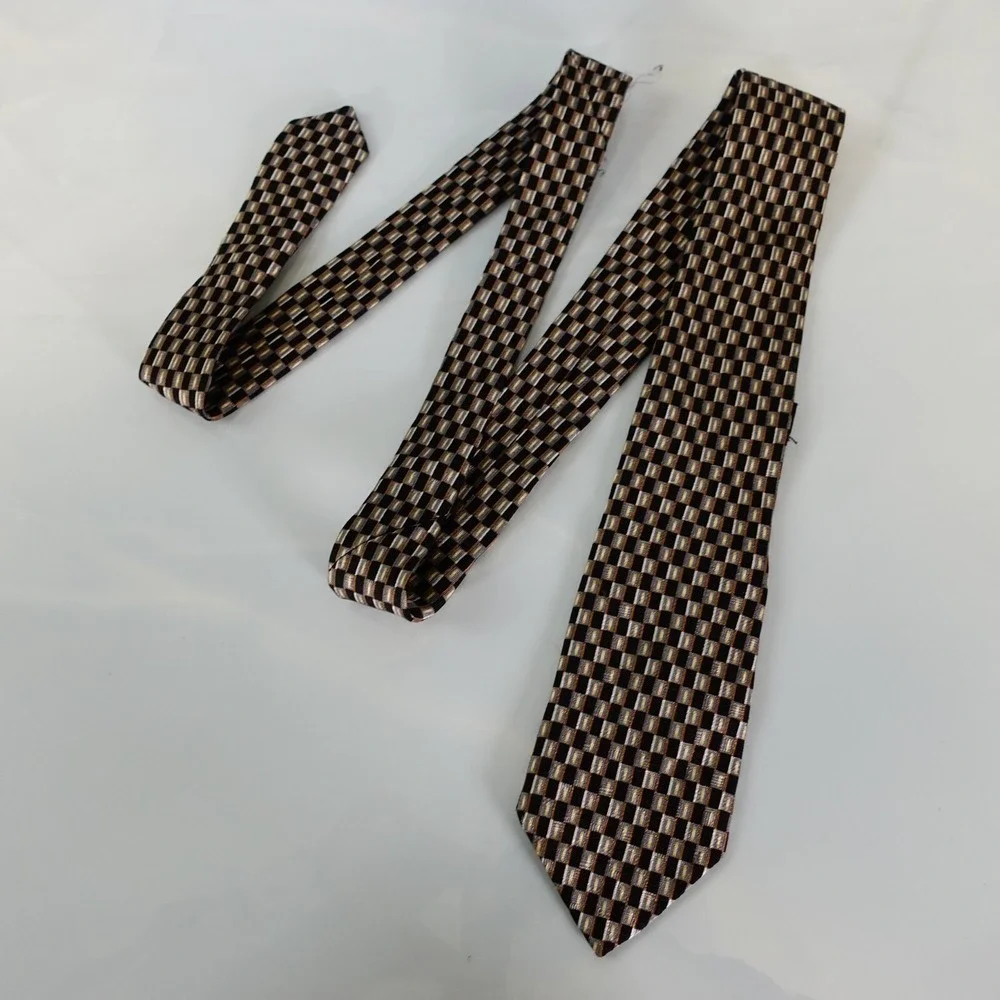 JOHN HENRY Neck Tie Mens Black Brown Short Designer Suit Art Classic Dark SKINNY
